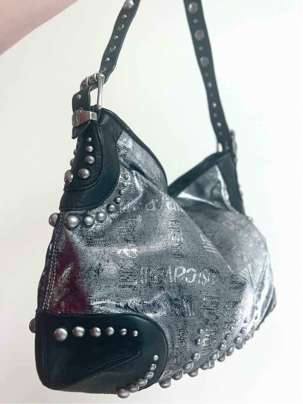 RARE 2007 Vintage Roberto Cavalli | Studded Metallic Hobo Bag